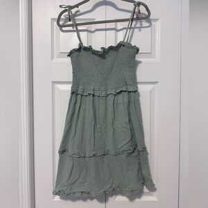 Light Sage Green Ruffled Mini Dress